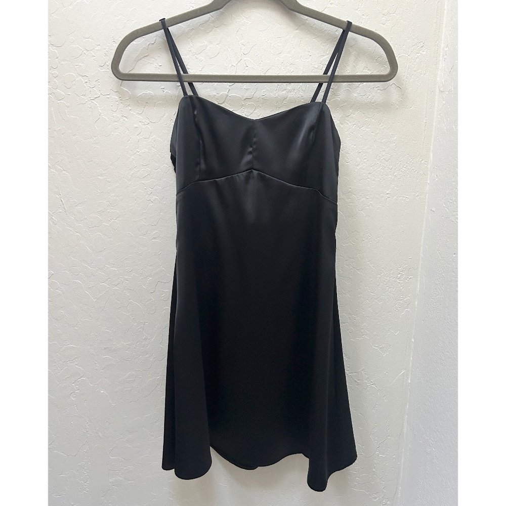 Black Bella Bow-Back Satin Mini Dress